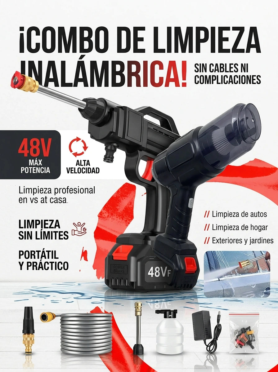 COMBO HIDROLAVADORA INALAMBRICA + ASPIRADORA MULTIUSOS