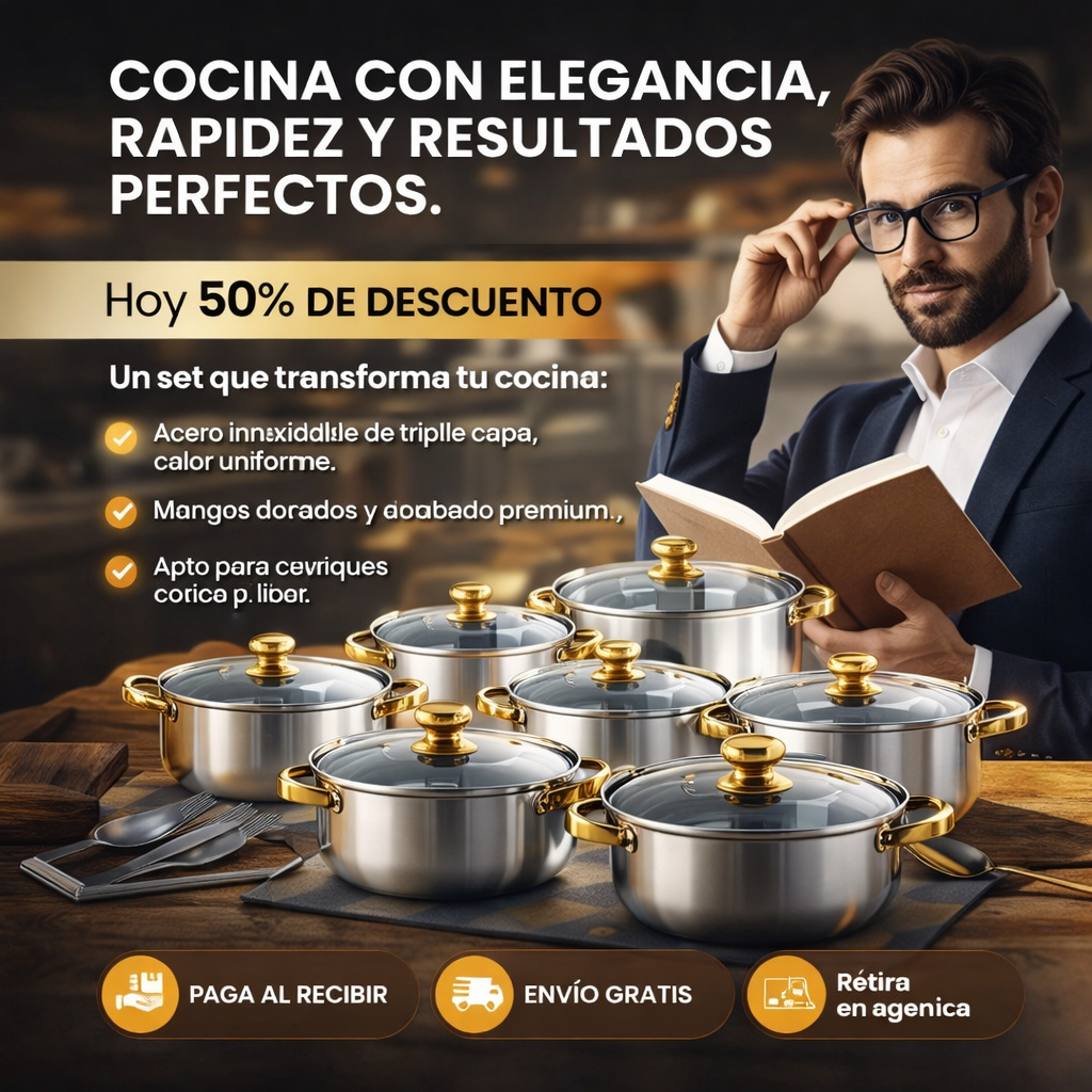SET DE OLLAS DORADAS