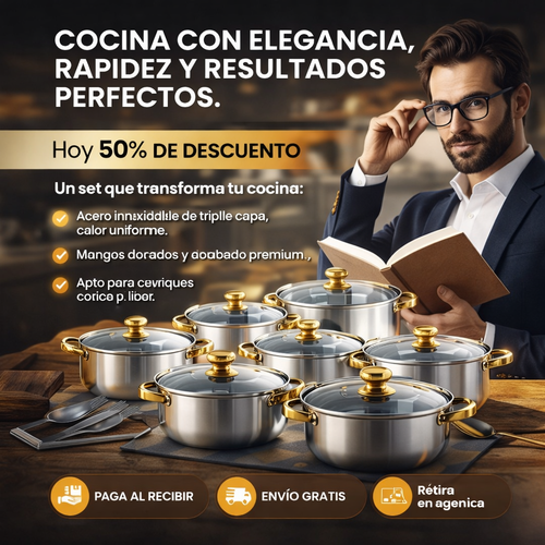 SET DE OLLAS DORADAS